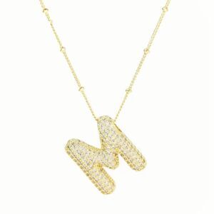 Golden Dainty Bubble Letter 26 A-Z Letter Necklace